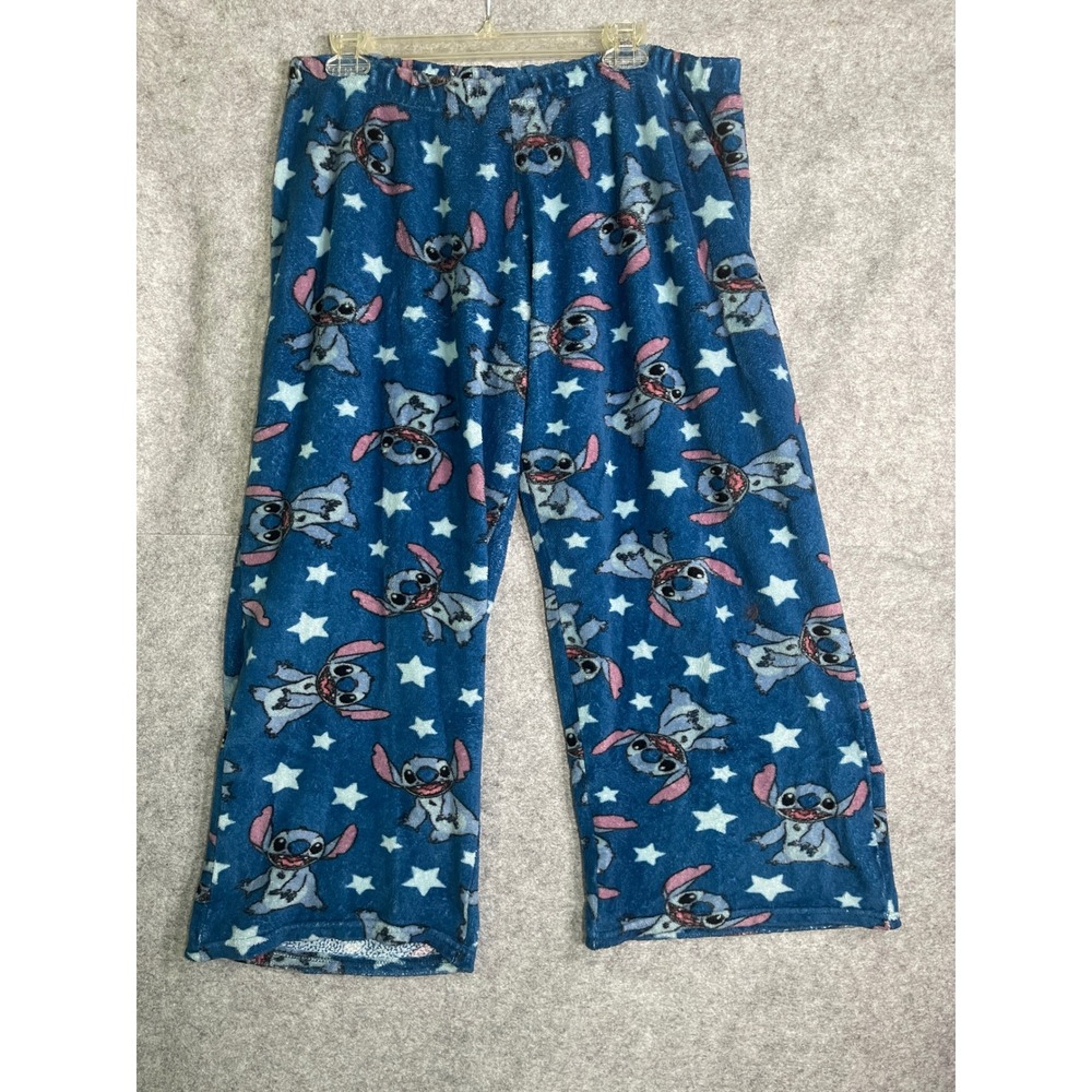 Disney Lilo & Stitch‎ Fleece Pajama Pants Kids Large Blue Star Lounge Bottoms